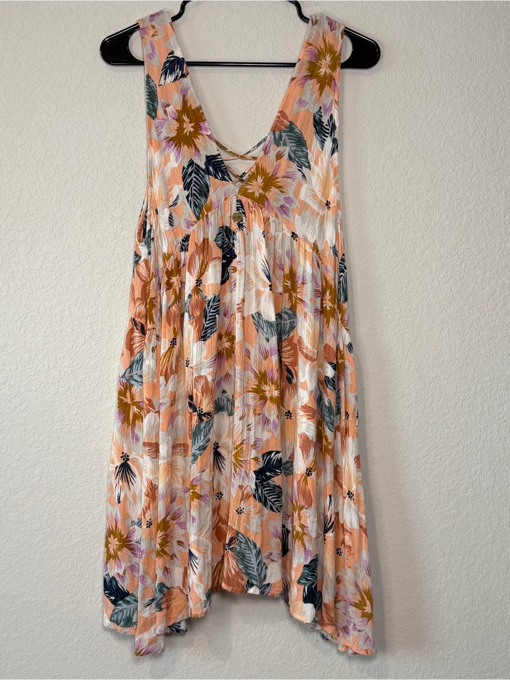 Rip Curl Peach and Navy Floral Boho Beachy Sundress